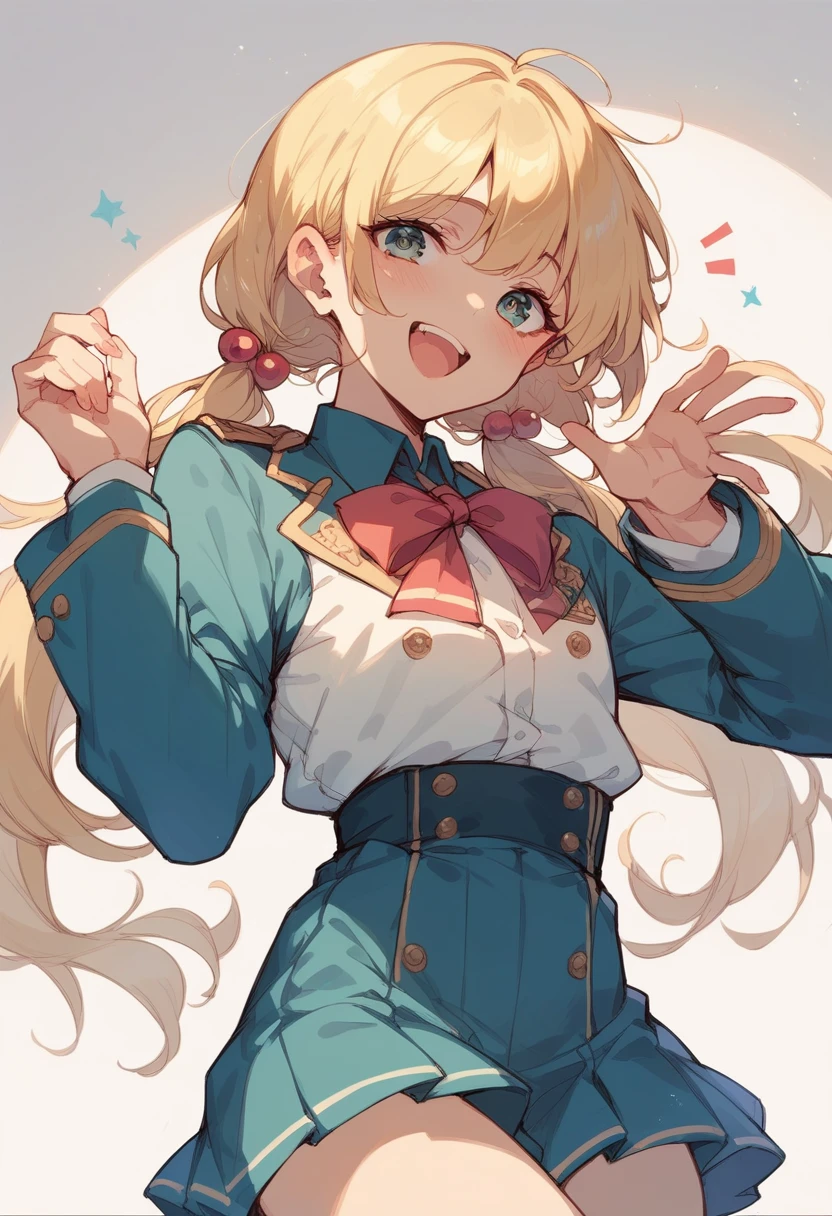 nsfw,(Petite),(Crossdresser),blonde low twintails,uniform,2 frames,Joyful expression