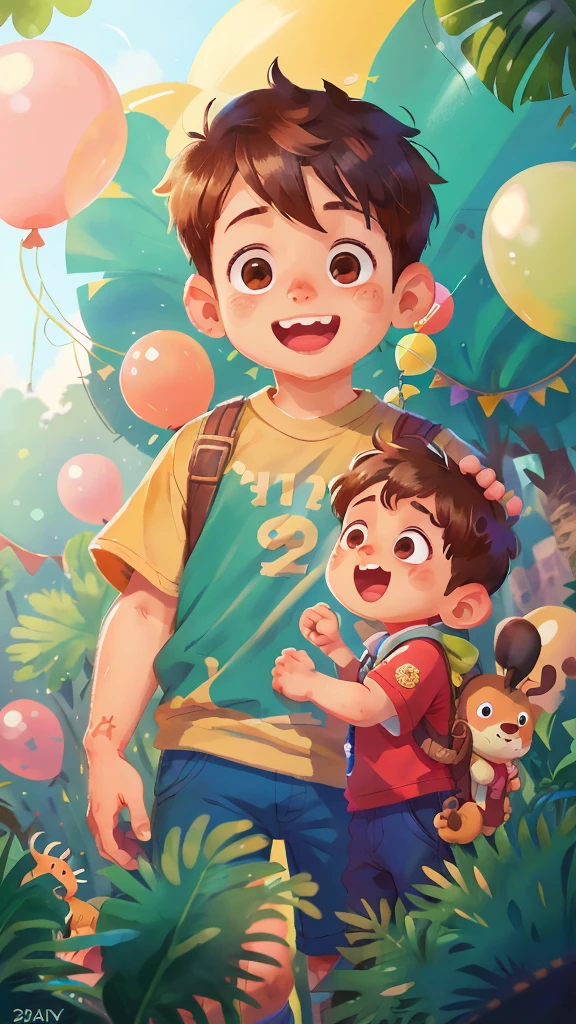 A boy, zoo, many balloons, happy, happy, perfect quality, clear focus (clutter - home: 0.8), (masterpiece: 1.2) (realistic: 1.2) (bokeh) (best quality) (detailed skin: 1.3) (intricate details) (8K) (detail eyes) (sharp focus), (happy)