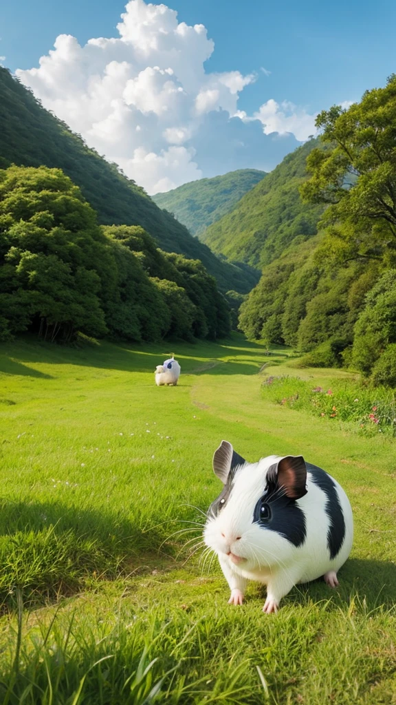 Ghibli style、Guinea pig、grassland、Fantasy、Japanese style