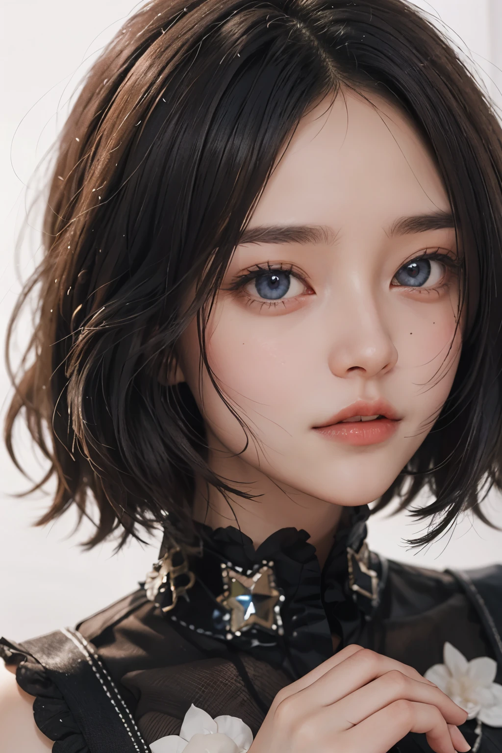 Laura, he has star-shaped eyes.、The tips of her hair are blue