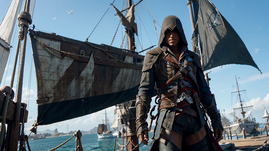 photo a character from Assassin's Creed: Black Flag standing on a ship