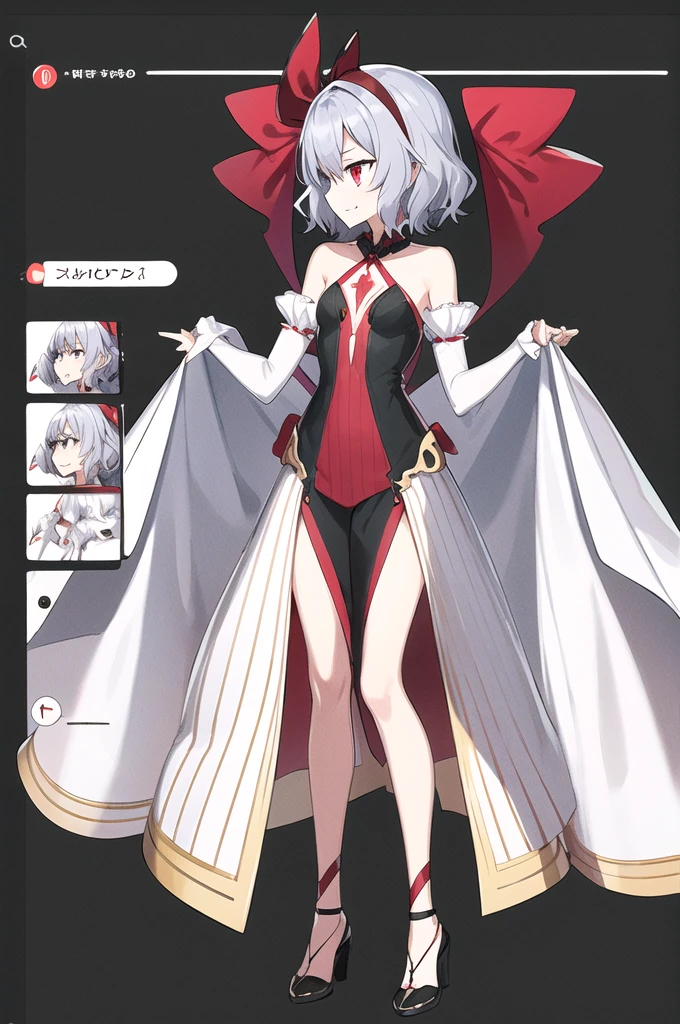 alone, alone focus, One girl, Remilia Scarlet, 
ufotable screen capture, fgo sprite:1.5, whole body, Are standing, Black background, Simple Background, Looking into the distance, 