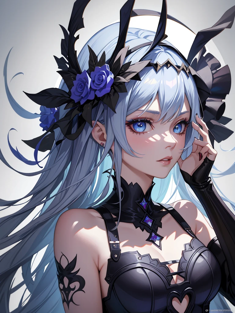 Anime girl with blue eyes and gothic makeup, Detailed digital anime art, Guviz-style artwork, Stunning anime face portrait, wlop rossdraws, 8K high quality detailed art, 4k highly detailed digital art, detailed matte fantasy portrait, rossdraws portrait, Guweiz on ArtStation Pixiv, Fantasy art style, Fanart Meilleure ArtStation,Tattoo removal