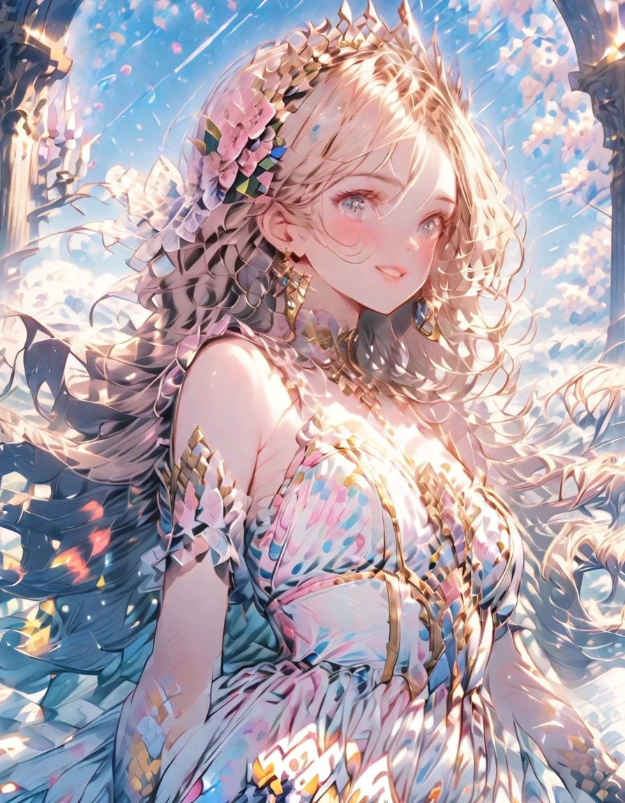 (oil painting:1.5), (NSFW:1.2), a woman joyfully twirling in the raining paint, 1girls,floral, Lycianthus ,In light pink and light blue styles..., Dreamy and romantic composition..., dripping flowers on her face, in the style of collage-based, made of insects, william wegman, colorism, white background, pencil art illustrations, national geographic photo, luxurious, extravagant, stylish, , opulent, elegance, stunning beauty, professional, high contrast, detailed, Depict a dreamy, whimsical scene with elements that seem to merge with the background, (Enfermeira usando roupas da segunda guerra mundial ),, Eduardo Kobra acolchoamento , Multidimensional geometric wall, retrato, arte, Chibi, (oil painting:1.5), (((masterpiece)), (best quality), (cinematic), art nouveau style watercolor painting , Chinese goddess, large breasts, big eyes, long thick eyelashes, cleavage, full lips, long thick hair, wide hips, high ponytail. Flower_background, featuring intricate designs and patterns in the style of Alphonse Mucha.