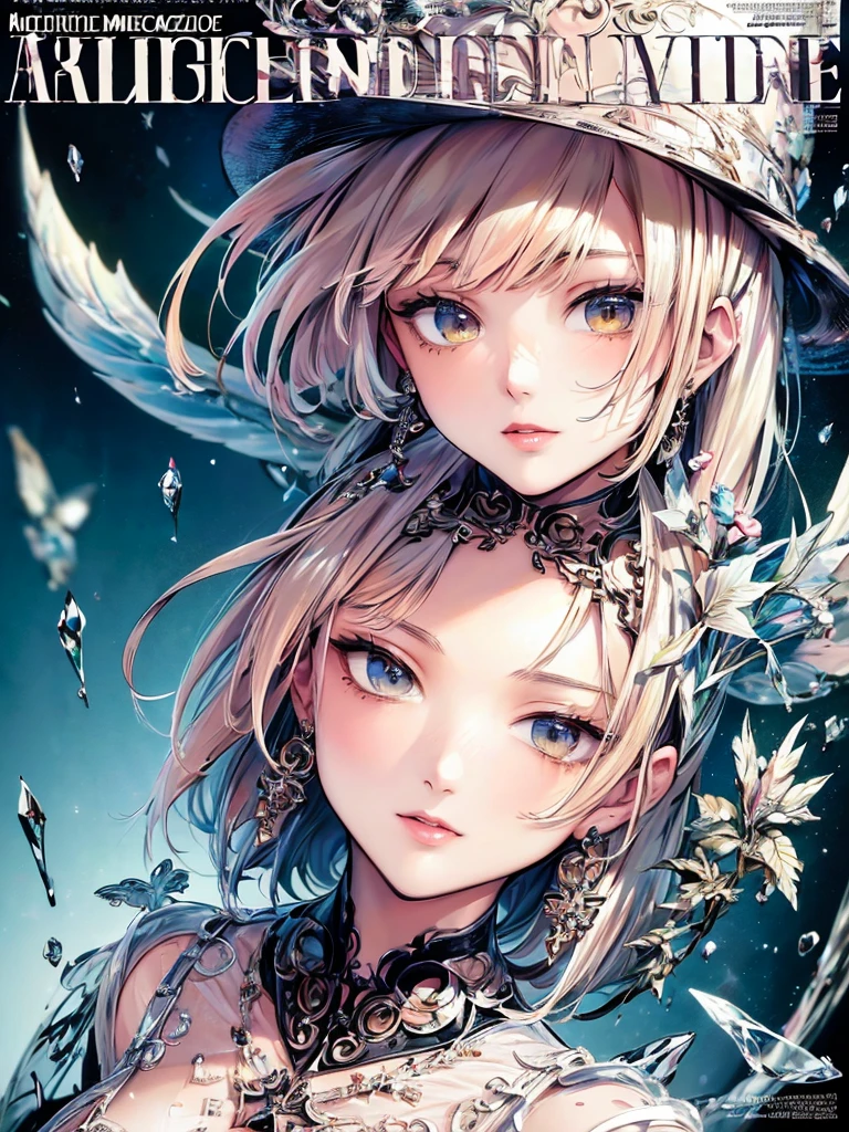 ((Highest quality)),(Ultra-high resolution),(Very detailed),(Detailed Description),((The best CG)),(A masterpiece),Ultra-detailed art,Amazing painting art,(Contemporary art with precise details:1.5),(Fashion magazine cover:1.8), (1 female fashion model:1.6),(Beautiful and well-proportioned face:1.5),Fashion Leader:1.6,Powerful gaze:1.4,(Wear your hat at an angle:1.3),Cropped tops,