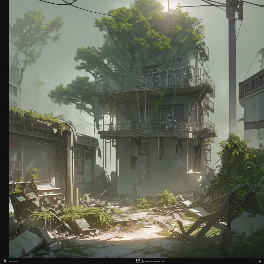 Post apocalyptic city scene, destroyed houses and buildings, moss on houses and buildings, trees growing, large trees, lots of bush, wild flowers. Birds, various animals, wrecked cars, destroyed motorcycles. [(Hassleblad H6D-400c)], [(medium format image)],[(dreamy)],[(400 mega pixels)], (photorealistic:1.4), (RAW photo:1.2), (8k), (masterpiece:1.3), (realistic), (hyper-realistic), ultra-detailed, illustration, very_high_realistic:1.5 ,very_high_resolution:1.5, HDR, CG, unity, 8k wallpaper, Amazing ,finely detail, official art, extremely detailed CG unity 8k wallpaper, (best quality), incredibly absurdres, ultra-detailed, cinema lights, cinematic lighting, professional lighting, photon mapping, radiosity, physically-based rendering, solo focus, sharp focus,
highres, extremely detailed ,extremely delicate and beautiful, intricate detail.