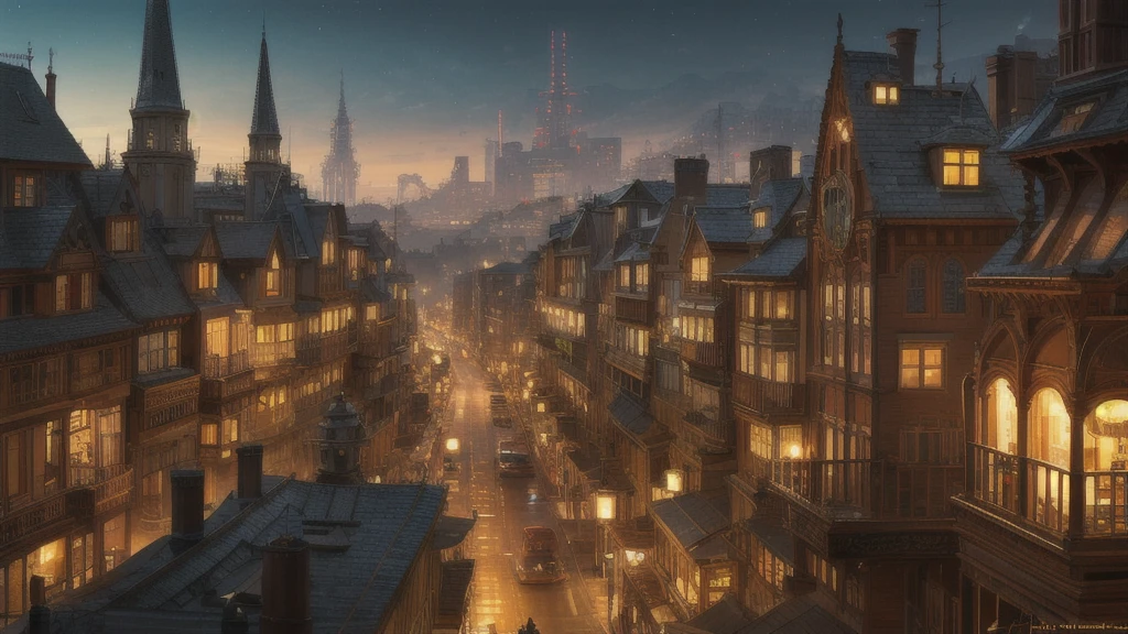 steampunk,Town,Futuristic,sf,night