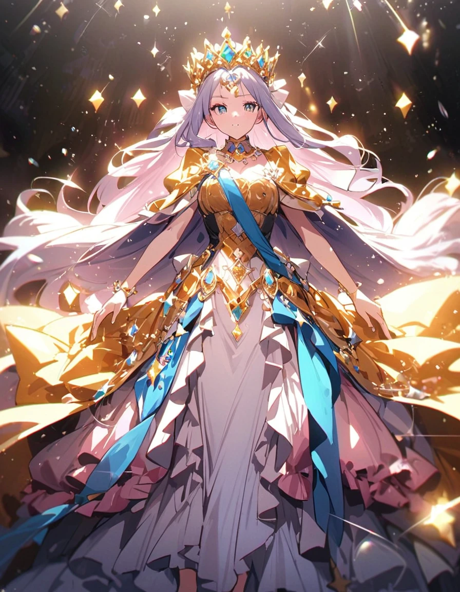 Gorgeous dress、Wearing shining jewels、Queen、whole body