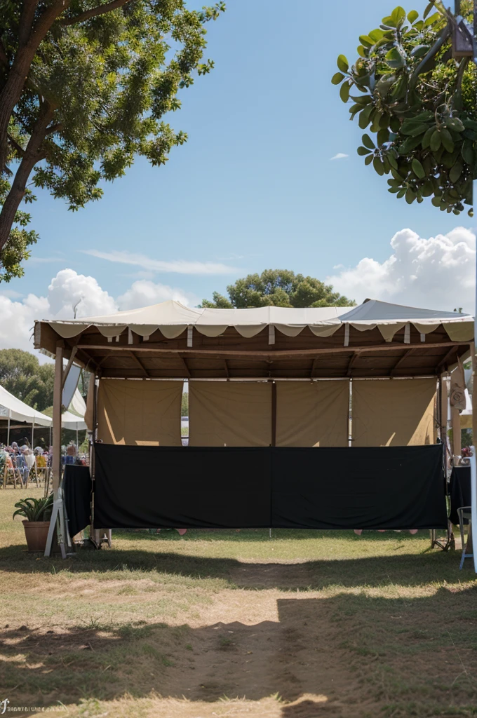 A banner or background for an outdoor TV program at an agricultural fair where there will be Paso Fino horses, orchids, dogs, crafts, gastronomy, fun for children, games, humor, singers.
