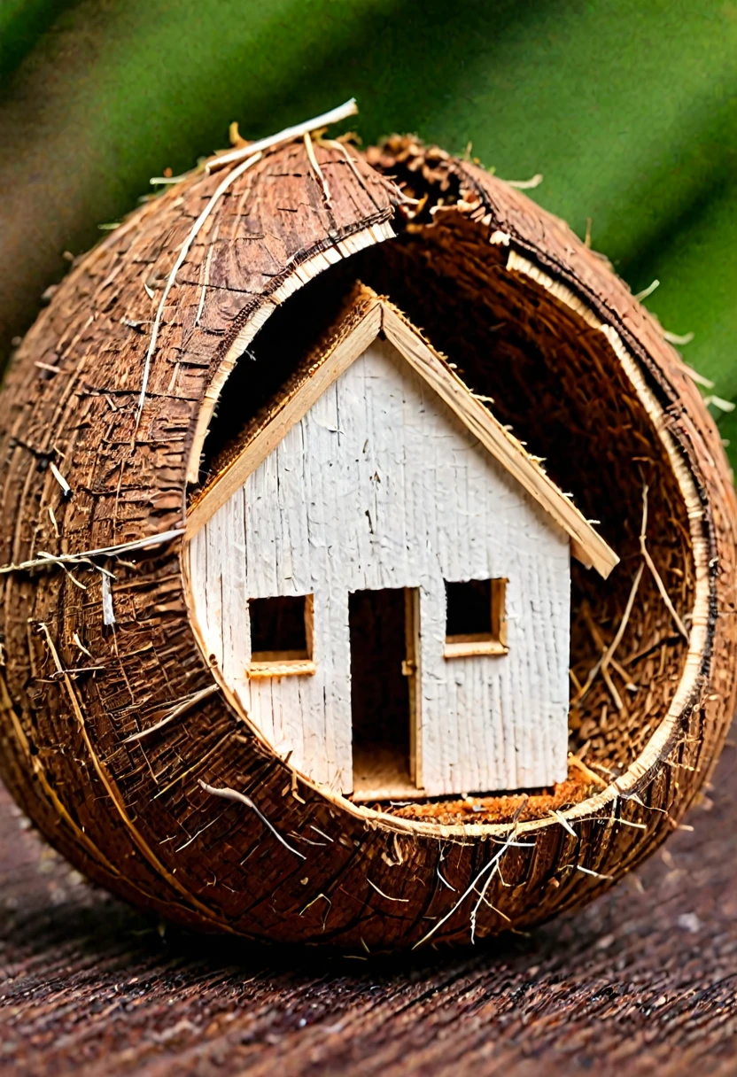 Tiny house in half a coconut shell, 2nd Floor, Micro Supply, complex , Macro lens, From artgerm, Wallop