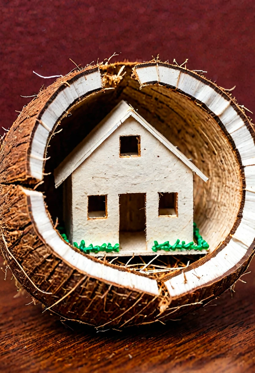 Tiny house in half a coconut shell, 2nd Floor, Micro Supply, complex , Macro lens, From artgerm, Wallop
