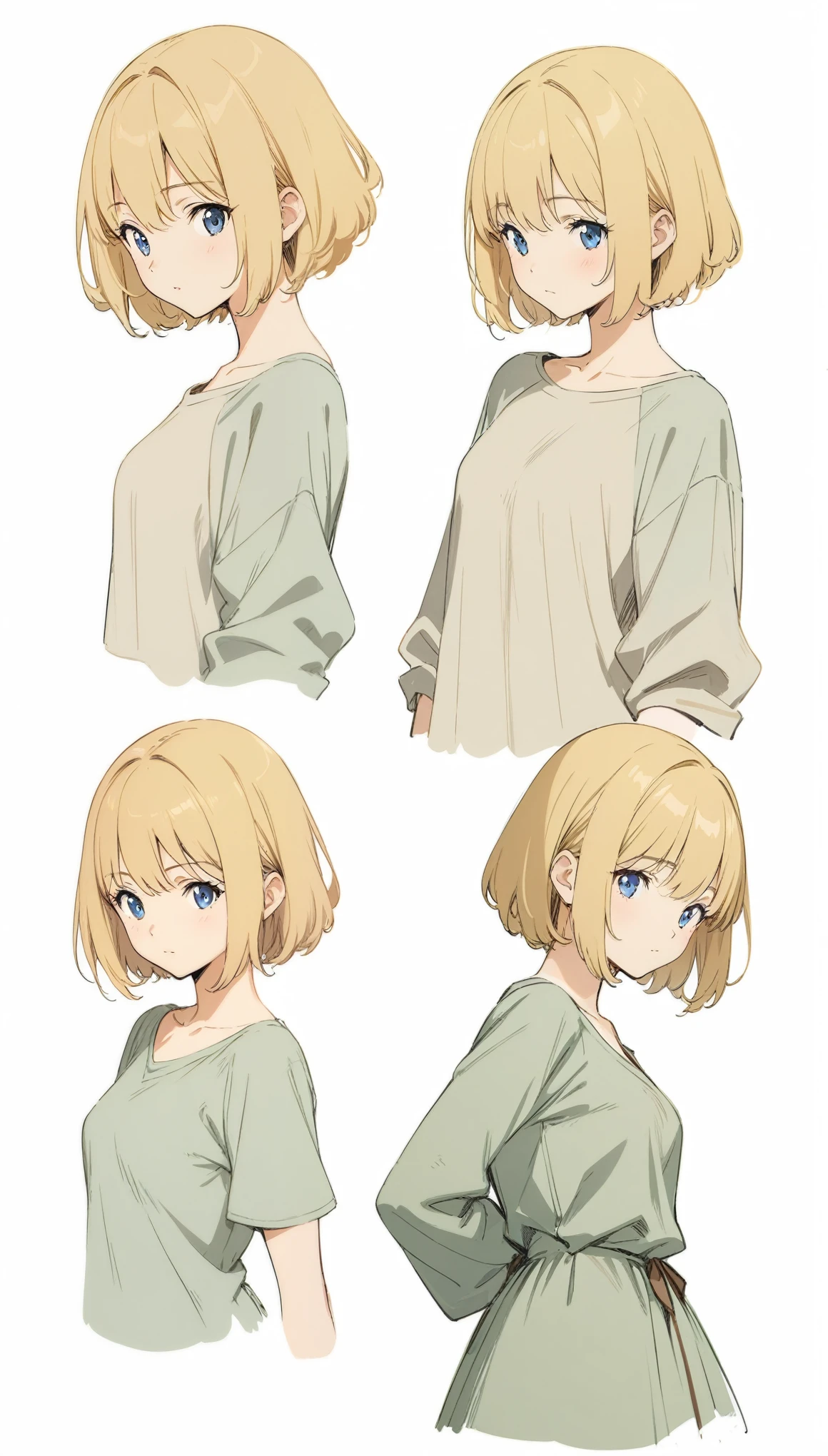 1 girl,beautiful, masterpiece, best quality, White background,Kazuya Takahashi, Concept Art, Blonde,short hair