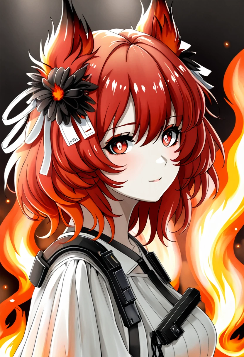 fiammetta \(arknights\), soft facial features, rounded chin, delicate jaw, gentle curves