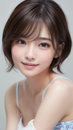 masterpiece:1.3), (8K, Realistic, RAW Photos, Best image quality: 1.4), Japanese women、Baby Face、(Random Hairstyles:1.2)、Highly detailed face、Attention to detail、double eyelid、Beautiful woman:1.4、Light brown hair、Highest quality、masterpiece、Ultra-high resolution、(Realistic:1.4)、Smile with professional lighting and attention to detail、Loose、thin、short hair、Deadly position、Full body image、 town、