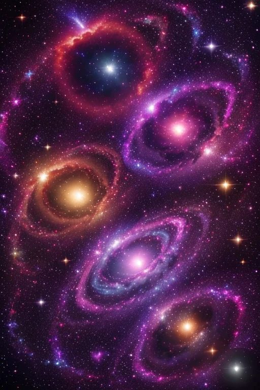 Image of the cosmos, with galaxies, multicolored stars and planets, sparkling.