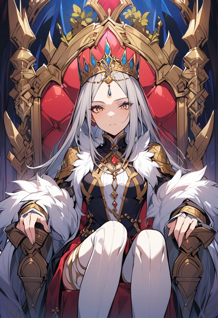 A magnificent Queen sitting on the throne, European,detailed face