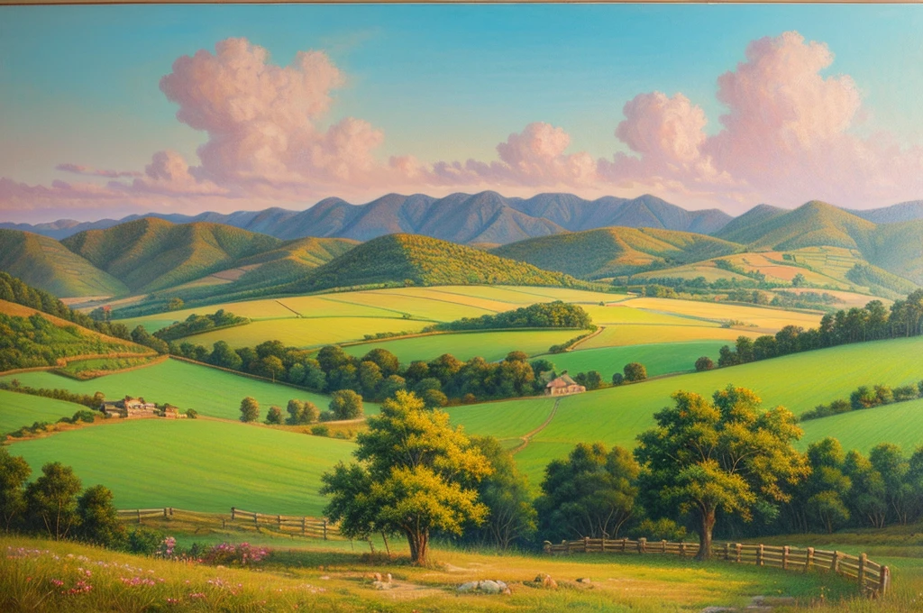Pastel painting of a rural landscape, Ancient
