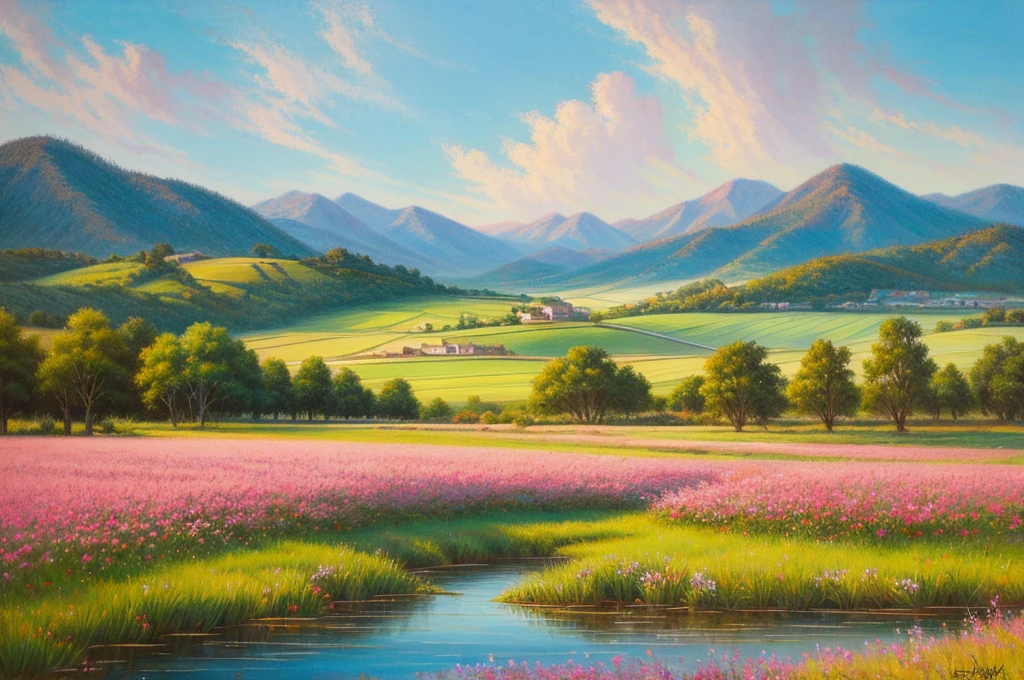 Pastel painting of a rural landscape, Ancient