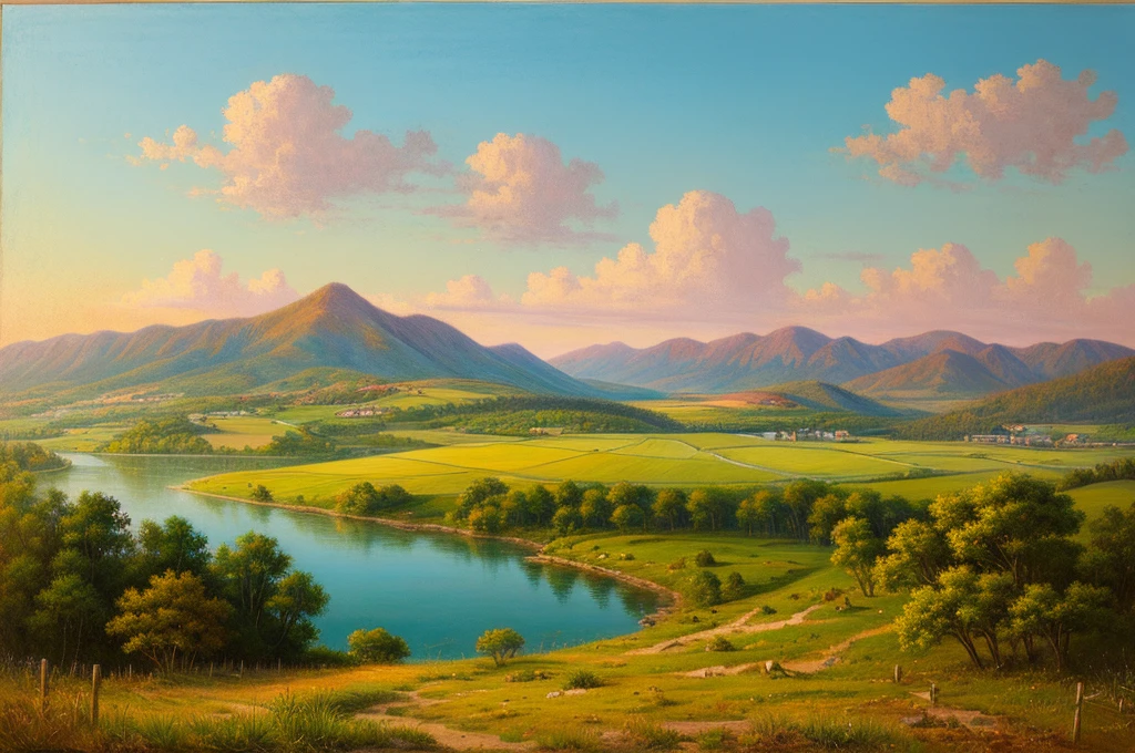 Pastel painting of a rural landscape, Ancient