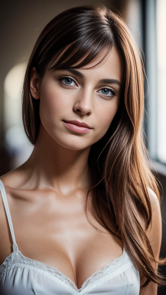 femme francaise  (8k, Photoréaliste, Photographie RAW, Qualité d&#39;image supérieure: 1.4), 、(Coiffures aléatoires:1.2)、décolleté du sein:1.2、Visage super détaillé、Oeil du détail、Double paupière、Rapprochez votre poitrine avec votre bras、jolie femme:1.4、Des cheveux châtain clairs、qualité supérieure、chef d&#39;oeuvre、Une haute résolution、(Photoréaliste:1.4)、éclairage très détaillé et professionnel、Maille ample et légère、Épaule dehorince、expression faciale sérieuse、cheveux courts、、à quatre pattes、((pas bien、nu))Asseyez-vous et mettez vos mains devant vous、cuisse visible、Exposez vos seins