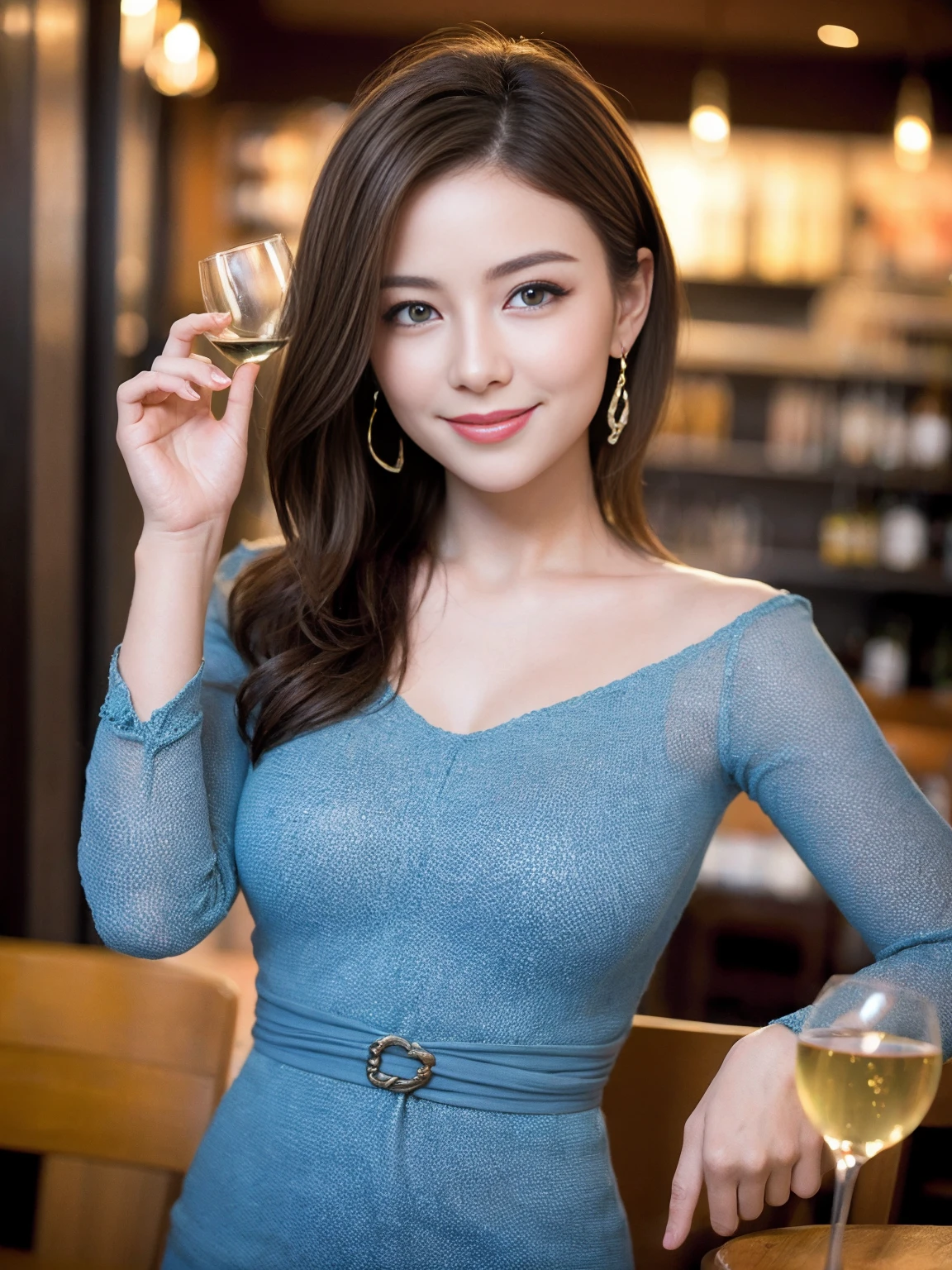 ((Highest quality、8K、masterpiece:1.limカップル、Pink rubber、modelカップル、(Realistic, Intricate details:1.2), full-course dinner、Wine Partying view of the sunset sky and clouds、A bright smile、The wonderfulness of smile、Bright image、The beauty of wine, Beautiful Face, blue eyes, The light shines on your face, Blushing, short hair,Bright Face、 (Age 37), 3rs old, red wine 、Appetizers、Italian food、Wine bottle、Champagne、sparkling wine、Two beauties、Brown Hair、Shortcuts、Long sleeve shirt、dress、Beautiful woman 1, (slimな顔), (The body is slim), (Brown Hair), (Shortcuts), cheeks turn a little red,Attractive beauty、restaurant, In a prominent place (From the waist up) Nova Frog Style, actress, model, Upper Body, White wine, slim, wine glass, 中央に置かれたwine glass, smile, (smile: 1.15), Beautiful fine grain, Depth f/2,saturation, High Contrast, Strong light and shadow,Moist Body:1.5、3D texture、Delicate eyes、Brown Hair、The hair is very shiny、