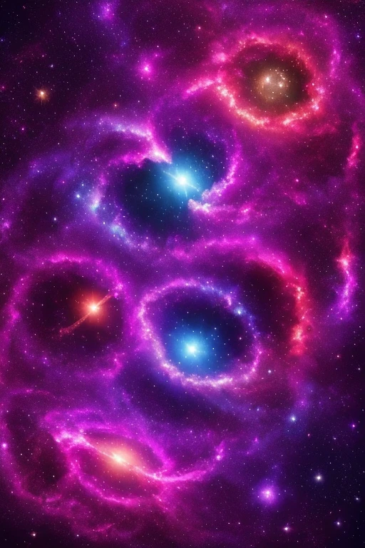 Image of the cosmos, with galaxies, multicolored stars and planets, sparkling.