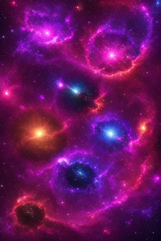 Image of the cosmos, with galaxies, multicolored stars and planets, sparkling.