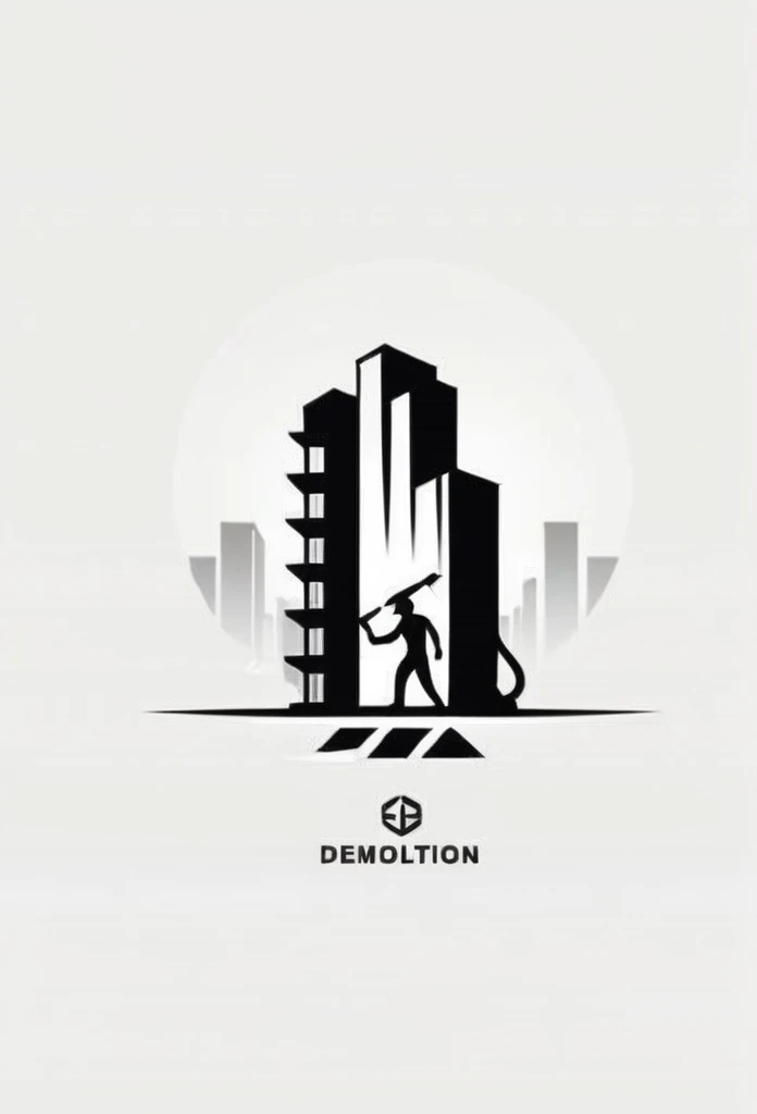 A stylish Japanese building demolition company logo
　
On the logo、A cool, chic and modern design featuring people doing demolition work. The monochrome background is pure white.