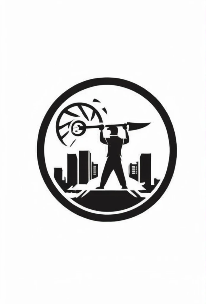 A stylish Japanese building demolition company logo
On the logo、A cool, chic and modern design featuring people doing demolition work. The monochrome background is pure white.