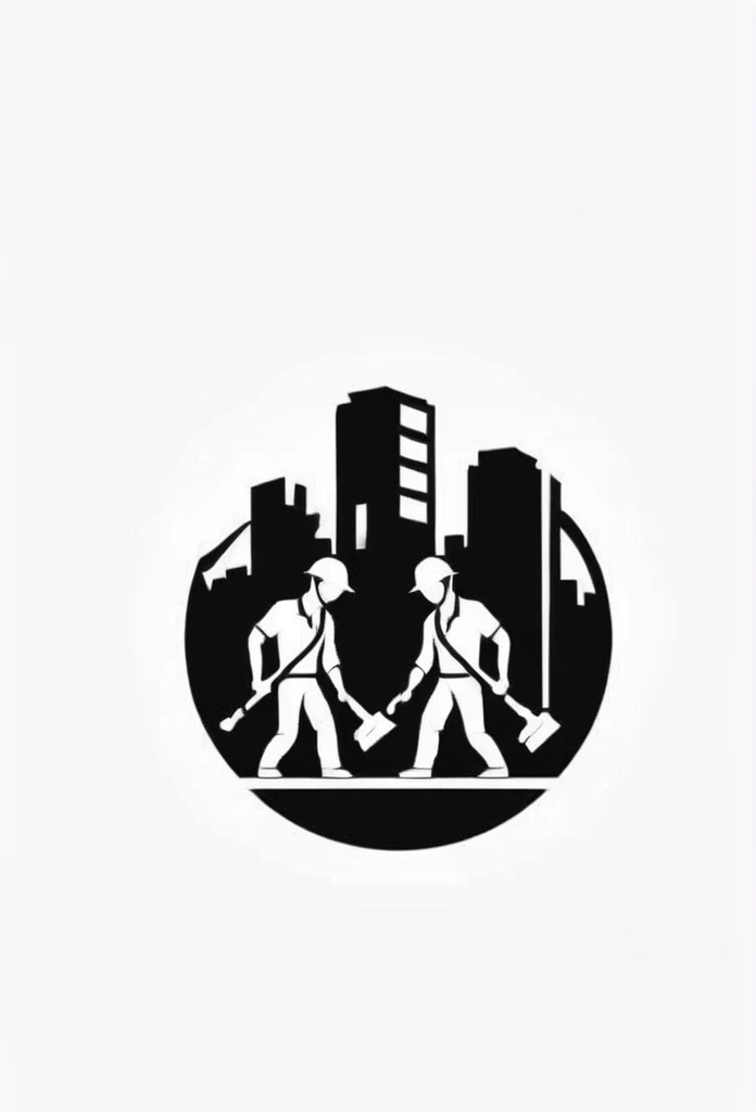A stylish Japanese building demolition company logo
On the logo、A cool, chic and modern design featuring people doing demolition work. The monochrome background is pure white.