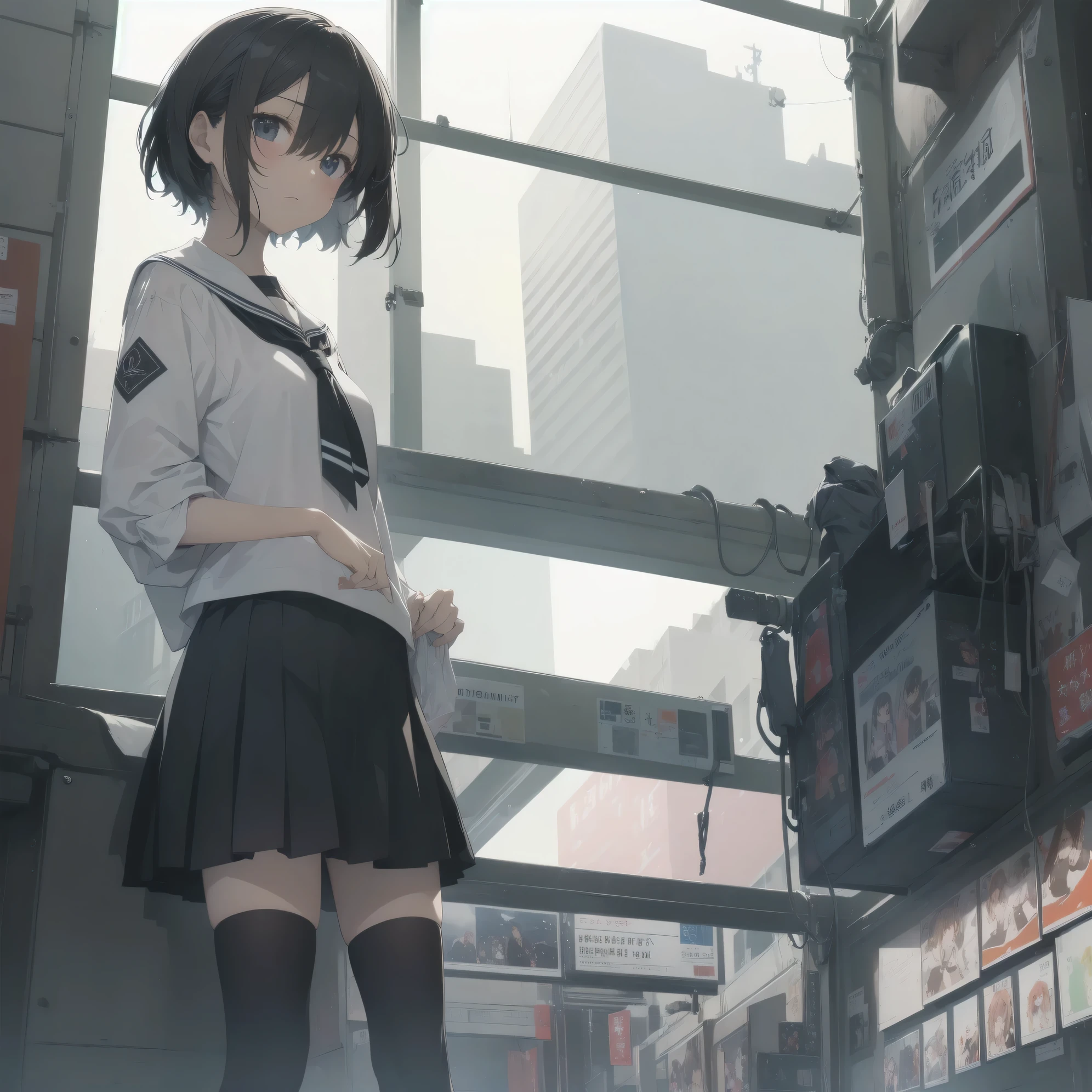 ultra-absurdres-Top quality by artist God, ultra-detailed, high resolution, anime moe artstyle, best anime 8k konachan wallpaper, pixiv contest winner, pool:2810, perfect anatomy,break, 1girl, (Please draw a girl walking sleepily to school alone. )break,(Solo,little female, 13-year-old:1.3),Full limbs, complete fingers,a junior high school student, (very short hair), short cut, flat chest, , small butt, small black eyes, beautiful detailed eyes, well-proportioned iris and pupils, expressive eyes, highres detailed hair, soft expression, salor school_uniform, sailor collar, serahuku, bow, pleated skirt,(Detailed Lighting), (Detailed background), in the School commute route. break,super detailed skin, Best cinematic lighting powered by famous artist, 8k,beauty illustration,photoshop_(medium),very aesthetic,break,((artist:toosaka_asagi )), artist:clamp ,artist:carnelian ,artist:kantoku ,