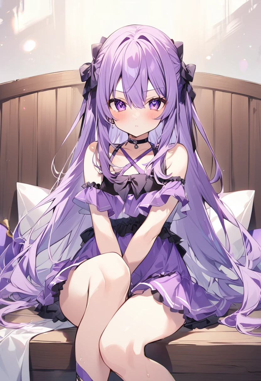 Keito。Purple Eyeurasaki hair。Purple Swimsuit