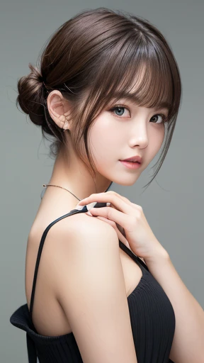 masterpiece:1.3), (8K, Realistic, RAW Photos, Best image quality: 1.4), Japanese women、、(Random Hairstyles:1.2)、Highly detailed face、Attention to detail、double eyelid、Beautiful woman:1.4、Light brown hair、Highest quality、masterpiece、Ultra-high resolution、(Realistic:1.4)、Smile with professional lighting and attention to detail、Loose、thin、short hair、Deadly position、Full body image、 town、
