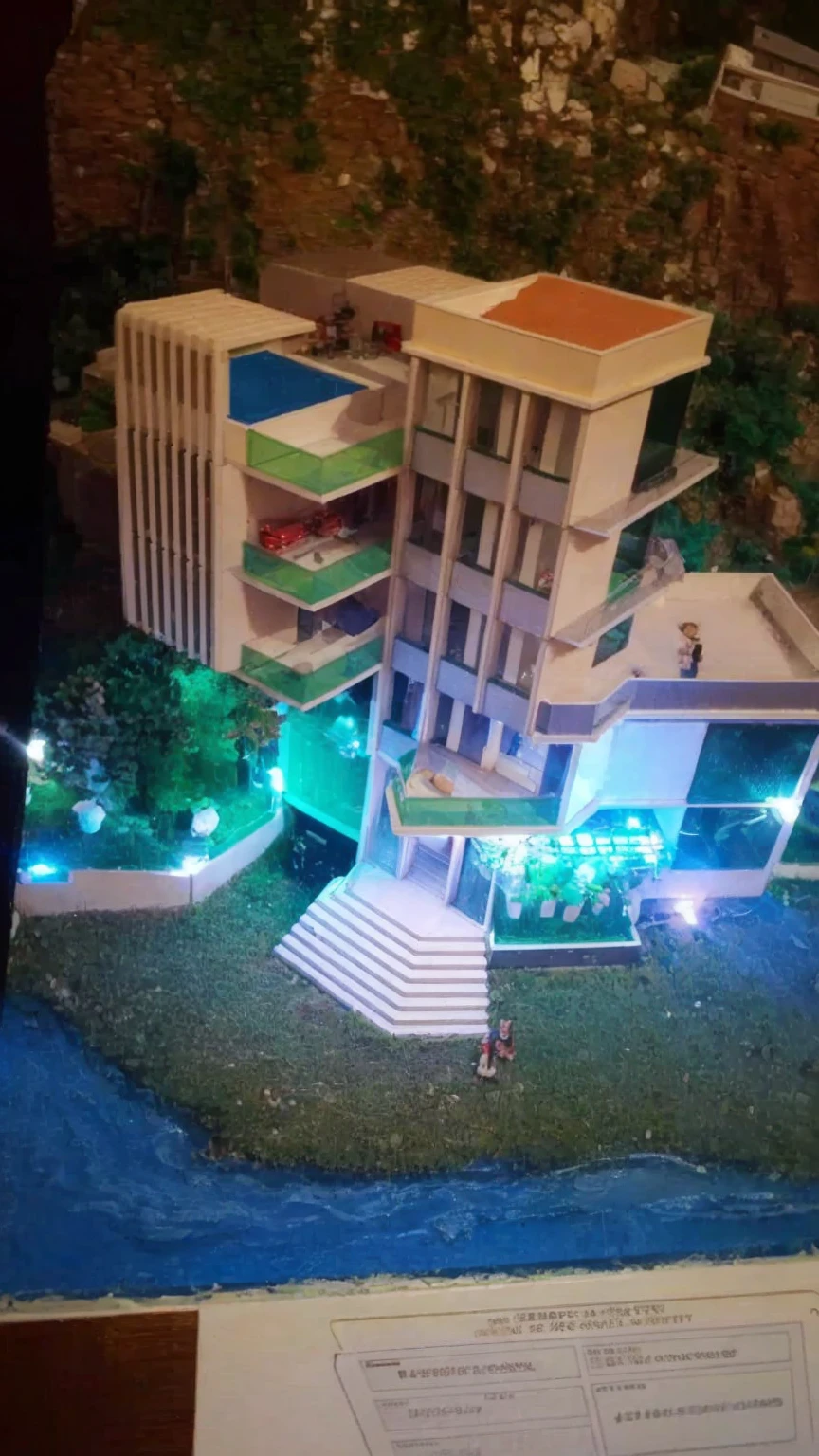 A city,with robots,with artificial intelligence,with mars backdrop,com bitcoin azul,and a healthy world and a world of peace