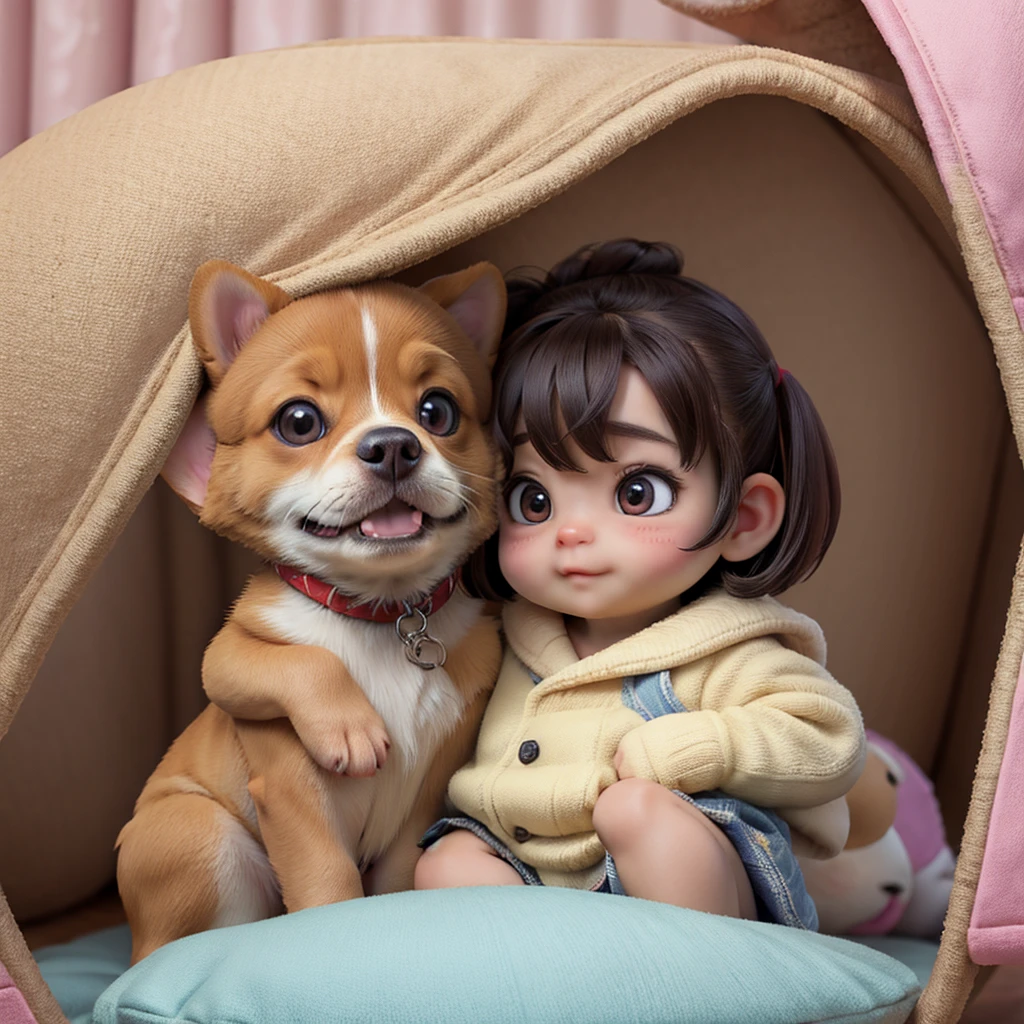 A puppy puts its nose close to a human