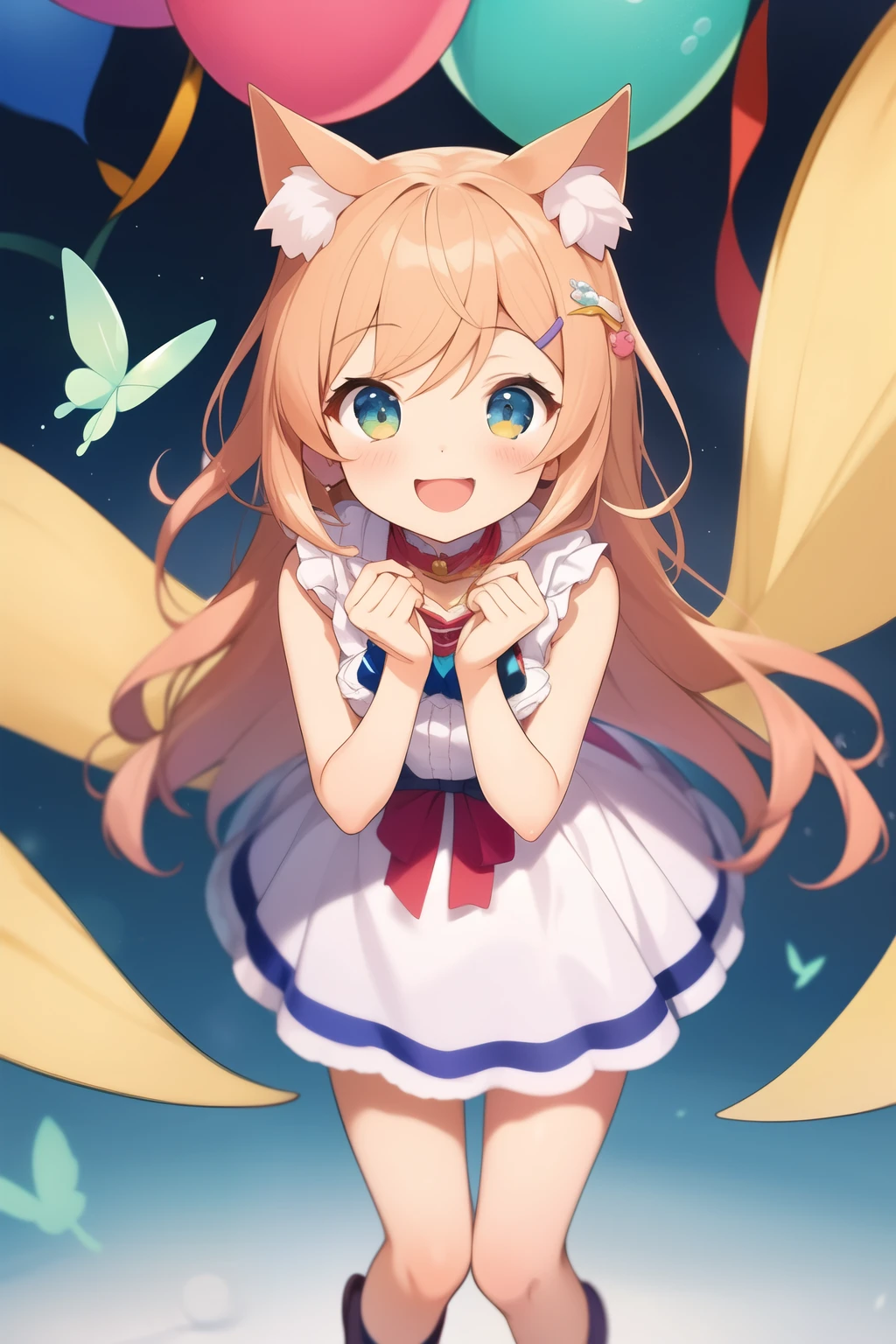 ((masterpiece, high quality, High resolution, 8K, 4K))
Break with gentle strokes, Catgirl&#39;s Delight,
In a cute art style, Fun banquet,
Tiny legs and ears standing straight up,
mischief, A smile that works.
Blake Soft Light Shadows, Pastel Theme,
Simple Background, dream-like,
Chasing butterflies, The blessing of laughter,
In this wonderful scene, Happiness finds its place.
Blake Big Round Eyes, So full of joy,
Innocent World, Pure and bright,
Cat girl laughter, Like a melodic chime,
Captured by art, The moment time stopped.Her hair  is pink.。Hairstyle: Short