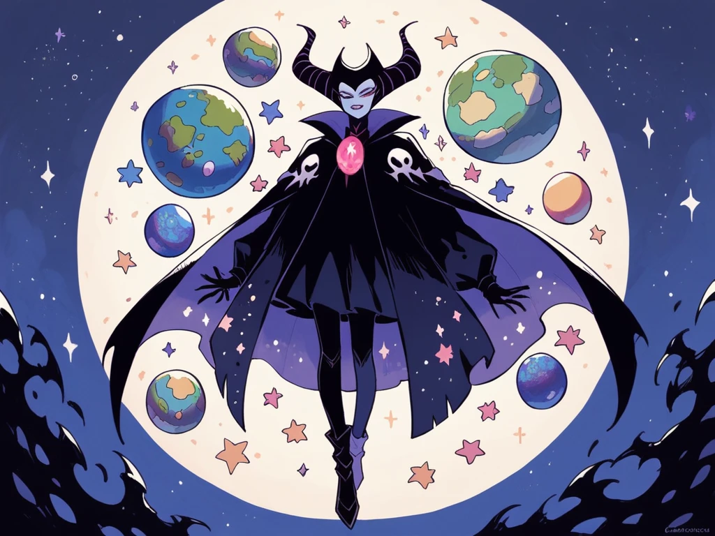 Manga cover Entity cosmic woman stars maleficent nebula dark cloak dark skin giant dark dress white details holding a planet Earth universe title multiverse volume 1 Assunção Entity