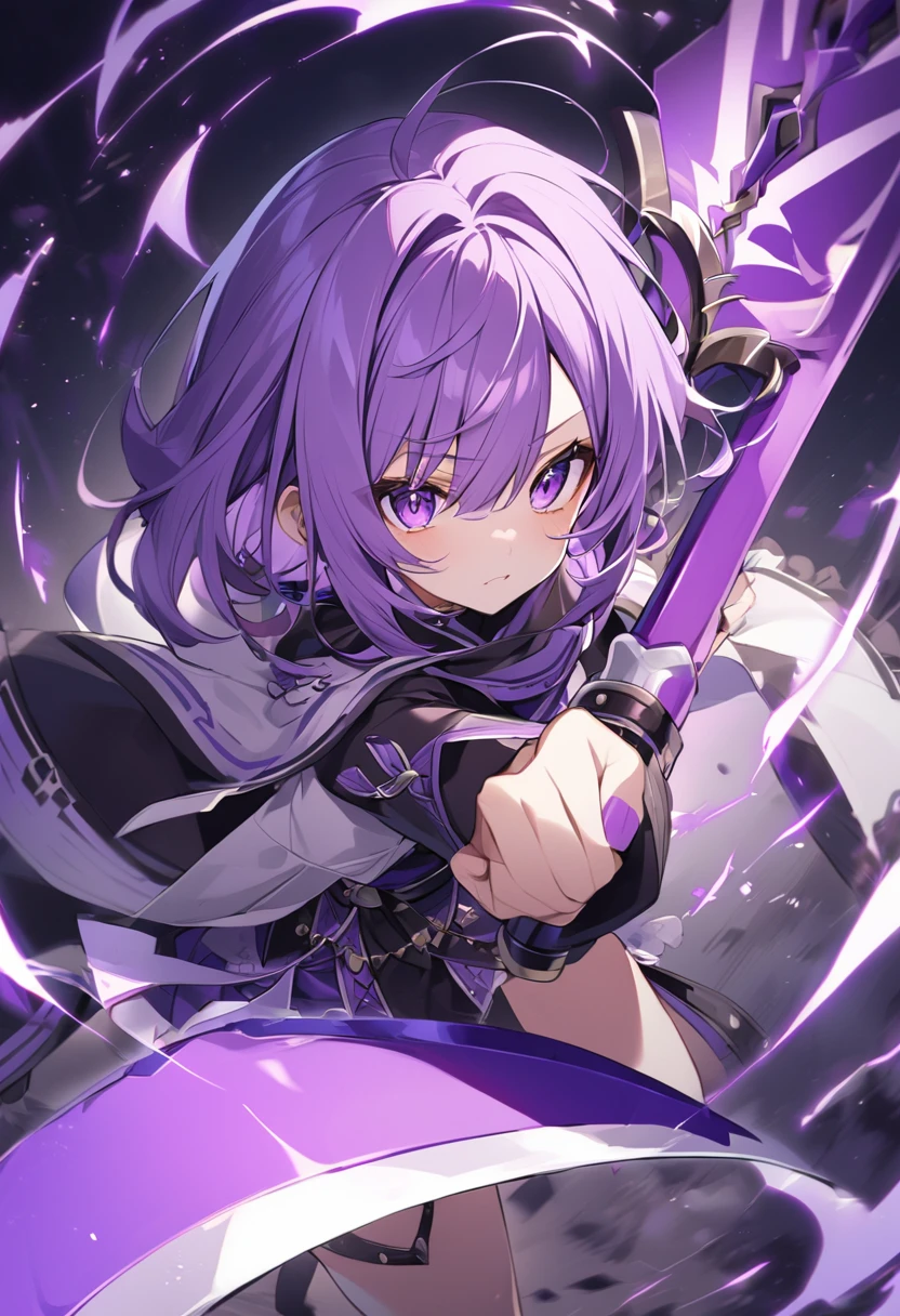 Keito。Purple Eyeurasaki hair。Purple big axe。