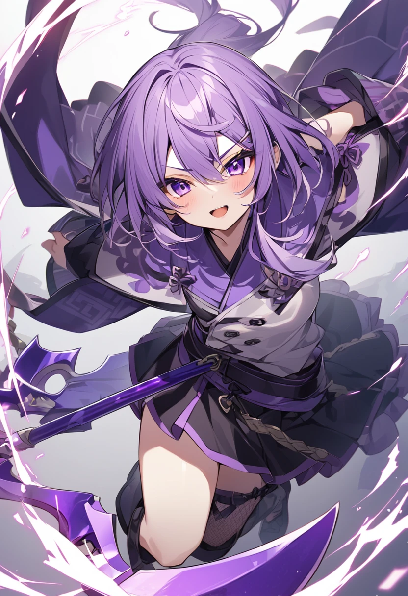 Keito。Purple Eyeurasaki hair。Purple big axe。