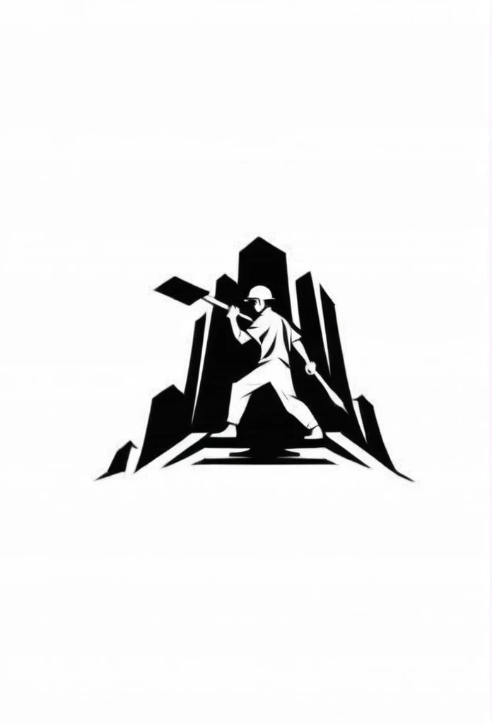 Logo of a Japanese fashionable building demolition company
　
Include the person who is doing the demolition work and demolition chisel in the logo
Pretty cool

chic and modern design
monotone



The background is white