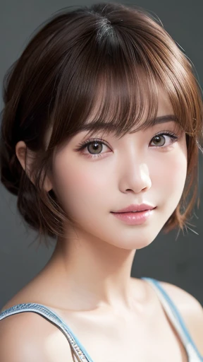 masterpiece:1.3), (8K, Realistic, RAW Photos, Best image quality: 1.4), Japanese women、Baby Face、(Random Hairstyles:1.2)、Highly detailed face、Attention to detail、double eyelid、Beautiful woman:1.4、Light brown hair、Highest quality、masterpiece、Ultra-high resolution、(Realistic:1.4)、Smile with professional lighting and attention to detail、Loose、thin、short hair、Deadly position、Full body image、 town、