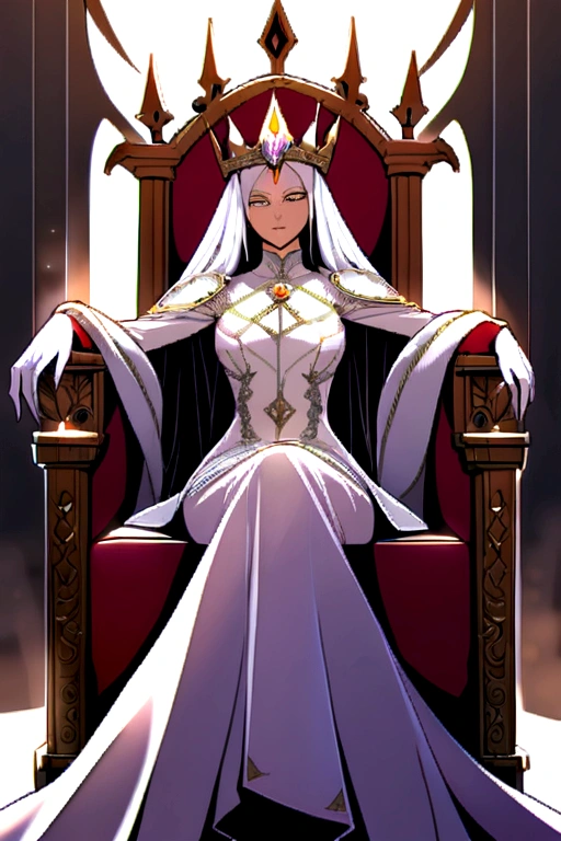 albedo, one of the prominent characters in the anime and light novel series "overlord," is an impressive and seductive presence in the Great Tomb of Nazarick. As Supervisor of the Guardians of the Soil, she serves as the loyal and dedicated Guardian of the Throne, deeply devoted to his creator, Ainz Ooal Dress, the Supreme. His appearance is an embodiment of perfection, a captivating blend of beauty and elegance. Standing tall with an imposing aura, Albedo draws attention with his regal and dignified demeanor. Its physical attributes are impeccably designed, making her a captivating figure in the world of Yggdrasil. With raven black hair cascading down her back like a silken waterfall, Albedo exudes an air of enigmatic fascination. Their hair is meticulously styled, adorned with a delicate silver crown that rests on her forehead, symbolizing her elevated position as Overseer. Albedo's mesmerizing crimson eyes hold a mesmerizing gaze that seems to penetrate the depths of the soul. Eles estão cheios de lealdade inabalável e devoção a Ainz Ooal Dress, reflecting her dedication as one of the most trusted followers of the Supreme Beings. His face is a symphony of perfection, with crisp and elegant features that exude grace and authority. A slender, Pointed pair of demonic horns adorn his forehead, showing his non-human origins as a succubus, A creature of seduction and charm. Adorned in an exquisite white dress with intricate golden embroidery, The albedo suit is a testament to her status as Guardian of the Throne. The dress hugs her figure, accentuating its seductive curves and increasing its enigmatic allure. A fluttering white cloak follows behind her, adding an aura of mystique to his presence. Around your neck, albedo wears a choker with a red jewel, simbolizando sua lealdade absoluta e amor por Ainz Ooal Dress. Their long, thin fingers are adorned with delicate golden rings, meaning his --self
