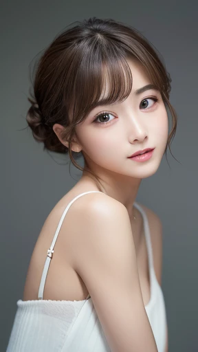 masterpiece:1.3), (8K, Realistic, RAW Photos, Best image quality: 1.4), Japanese women、Baby Face、(Random Hairstyles:1.2)、Highly detailed face、Attention to detail、double eyelid、Beautiful woman:1.4、Light brown hair、Highest quality、masterpiece、Ultra-high resolution、(Realistic:1.4)、Smile with professional lighting and attention to detail、Loose、thin、short hair、Deadly position、Full body image、 town、