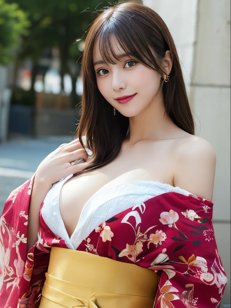 masutepiece, Best Quality, Illustration, Ultra-detailed, finely detail, hight resolution, 8K Wallpaper, Perfect dynamic composition, Beautiful detailed eyes, off-shoulder kimono ,Bob Hair, mid-chest, Natural Color Lip, Random and sexy poses,Smile,20 years girl　Colossal tits、Ski Resort、White sheer body stockings、