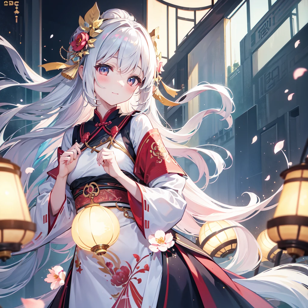 Great quality, masterpiece, High Resolutiupon, One girl, blush, (Cute Smile: 0.8), Star Eyes, chinese hanfu, hair accessory, jewelry, beauty, upon_body, Tyndall effect, Realistic, Peach Blossom Forest, Light Edge, Two-tupone Lighting, (Skin with attention to detail: 1.2), 8K UHD, Digital SLR, Soft Light, high quality, Volumetric lighting, Voyeur, photograph, High Resolutiupon, 4K, 8K, Background Blur