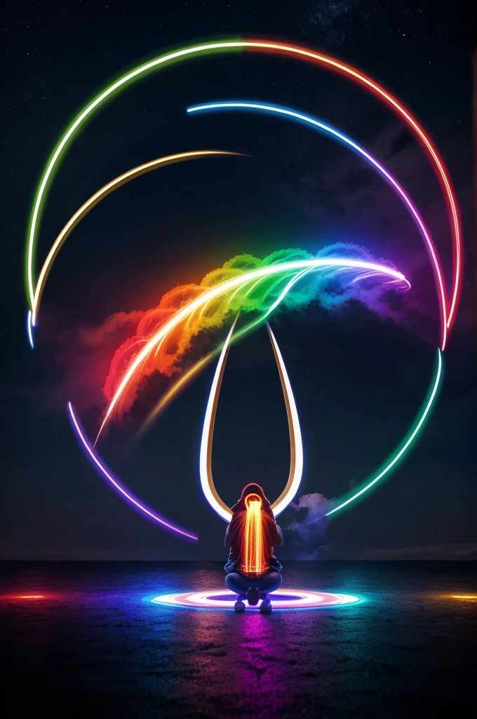 Make logo for me like light rambow circle in circle name Daniyal Safi