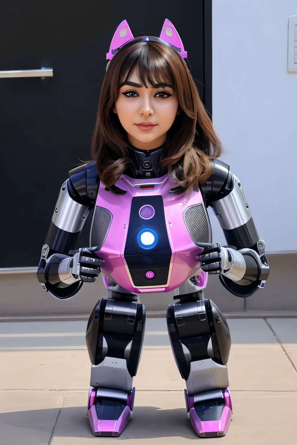 Hansika Motwani is a robot dog, she is an advance robot Dog. All body parts made with robotic engineering. Only head is real woman head. Real Robot. Real Robot, Realistic Robot. Robot Dog. No extra hand, no extra finger, no extra leg. Robotic dog has 4 lags and tails, Advance Robotic Dog.