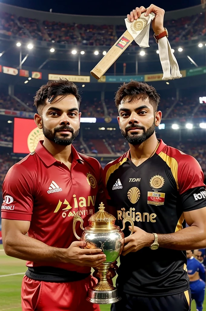 Picture of RCB lifting ipl trophy with kohli
