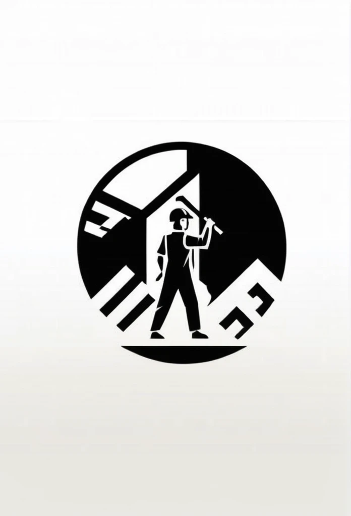 A stylish Japanese building demolition and clearing work company logo
On the logo、A cool, chic and modern design featuring people doing chipping work. The monochrome background is pure white.