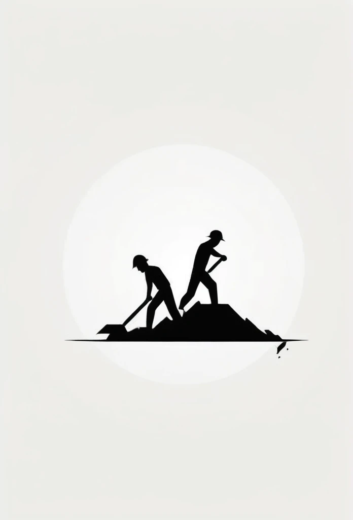 A stylish Japanese building demolition and clearing work company logo
　
On the logo、A cool, chic and modern design featuring people doing chipping work. The monochrome background is pure white.